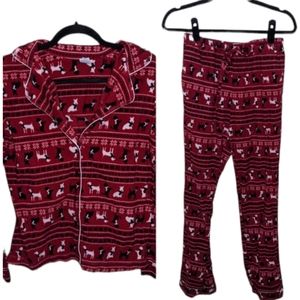 Cracker Barrel Fleece Dog Pattern Holiday Winter Cozy Pajama Set 🐾❤️